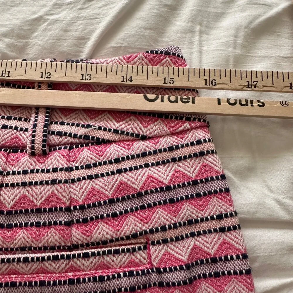 LOFT Womens Pink & Black Chevron Striped Jacquard Mini Skirt SZ 8 Preppy Y2K - Picture 4 of 5